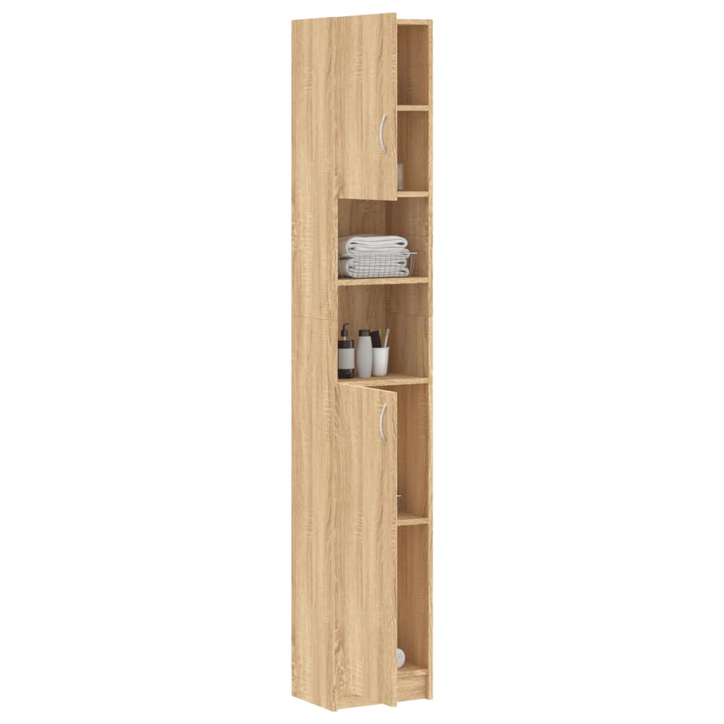 Bathroom Cabinet Sonoma Oak 32x25.5x190 cm Engineered Wood