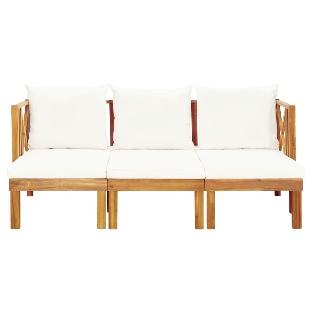 3-Seater Garden Bench with Cushions 179 cm Solid Acacia Wood