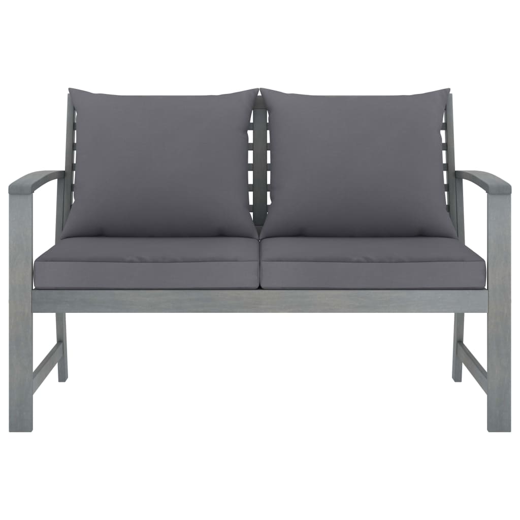 Garden Bench 120 cm with Dark Grey Cushion Solid Acacia Wood