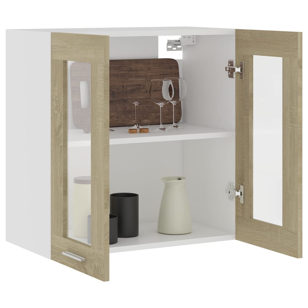 Hanging Glass Cabinet Lyon Sonoma Oak  60x31x60 cm Engineered Wood