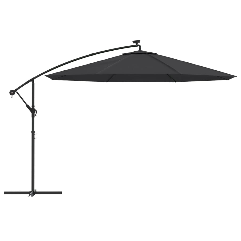 Cantilever Garden Parasol with LED Lights Black 350 cm