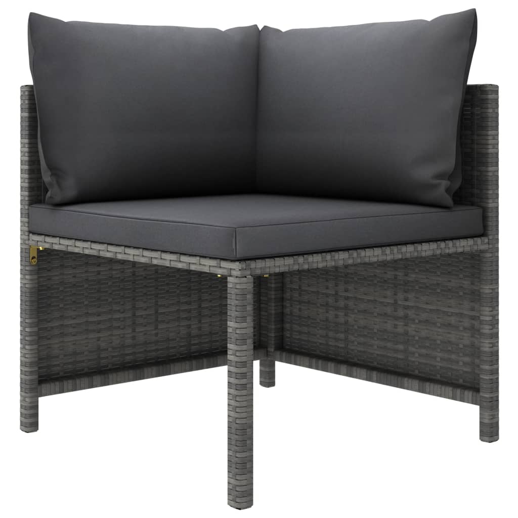 4 Piece Garden Lounge Set with Cushions Poly Rattan Grey