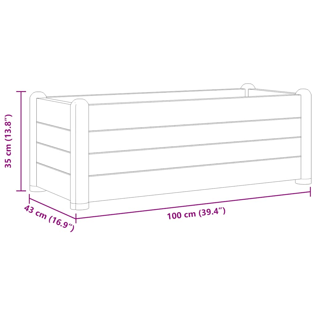 Garden Raised Bed PP Anthracite 100x43x35 cm