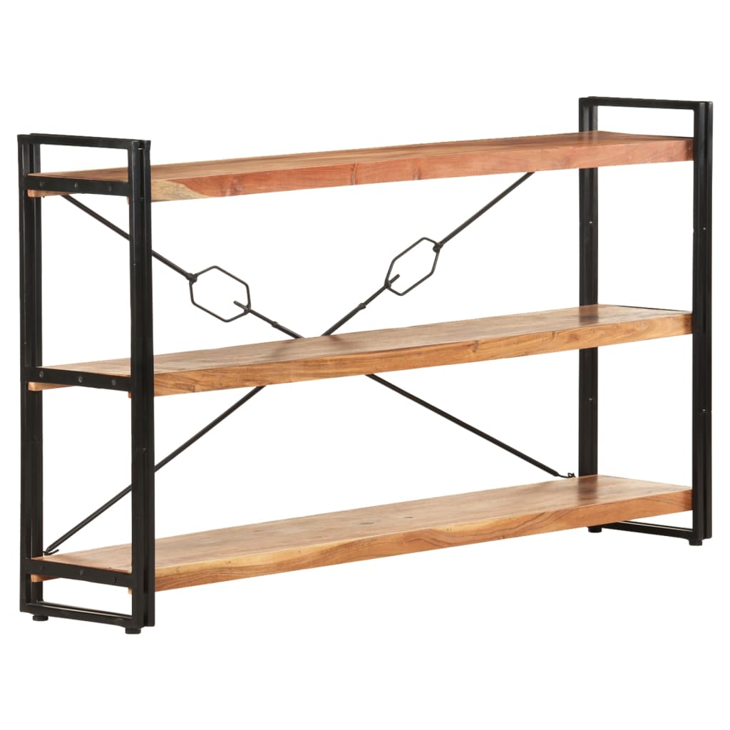 3-Tier Bookcase 140x30x80 cm Solid Acacia Wood