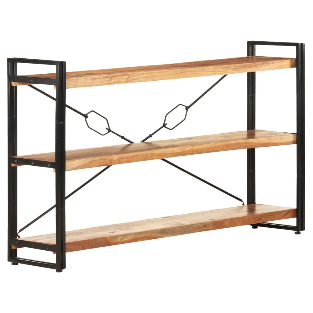 3-Tier Bookcase 140x30x80 cm Solid Acacia Wood