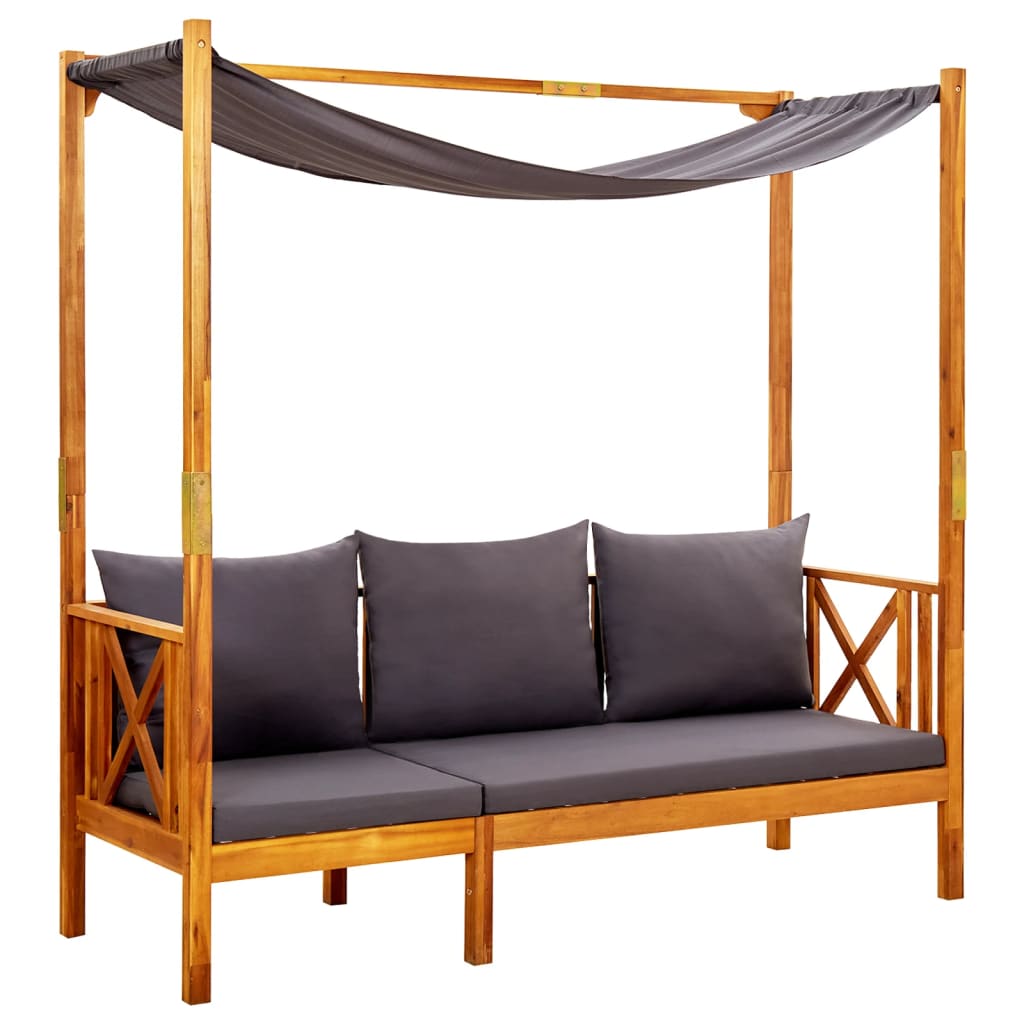 Garden Bench with Table & Footrests Solid Acacia Wood