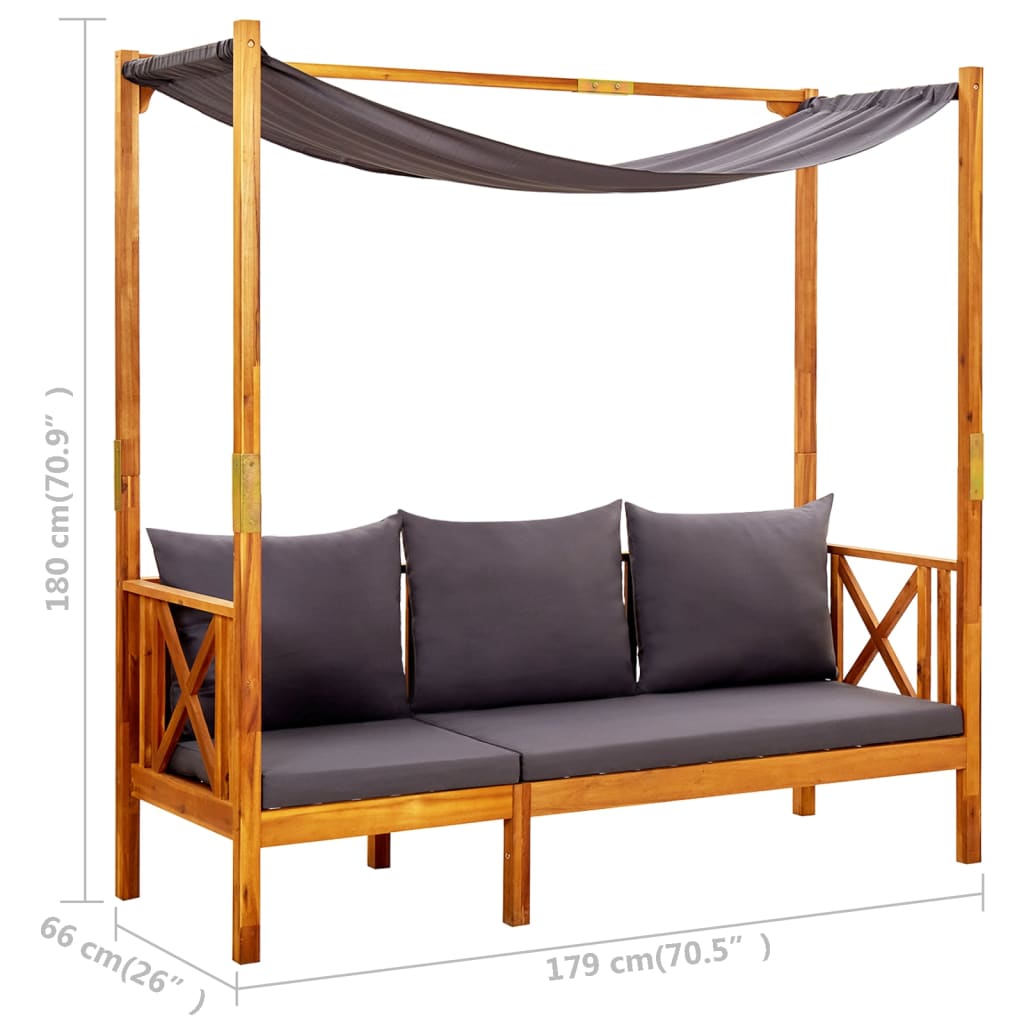 Garden Bench with Table & Footrests Solid Acacia Wood
