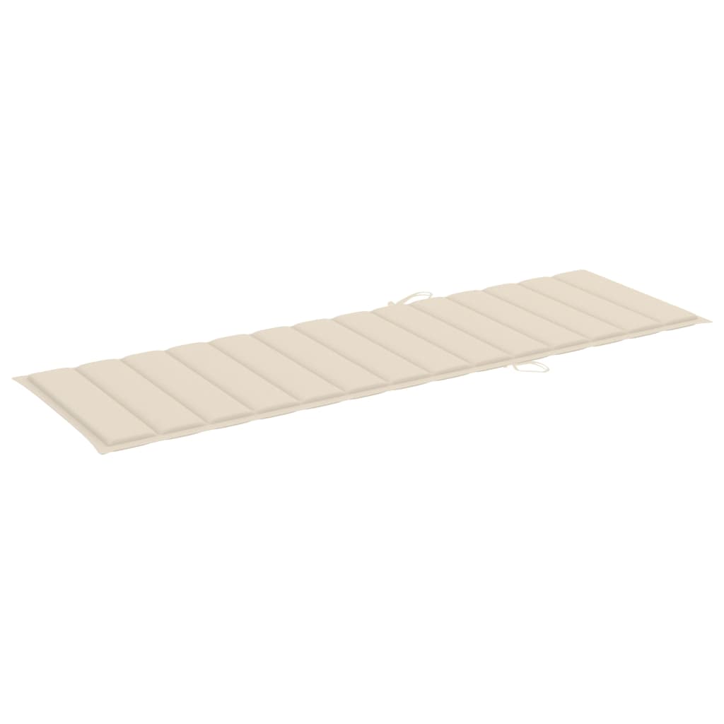 Garden Sun Lounger with Cushion Solid Acacia Wood