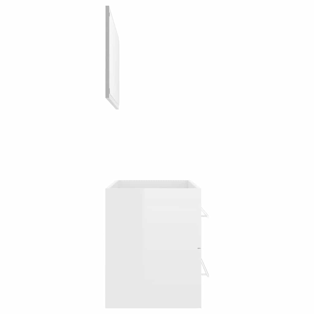 2 Piece Bathroom Furniture Set High Gloss White Engineered Wood