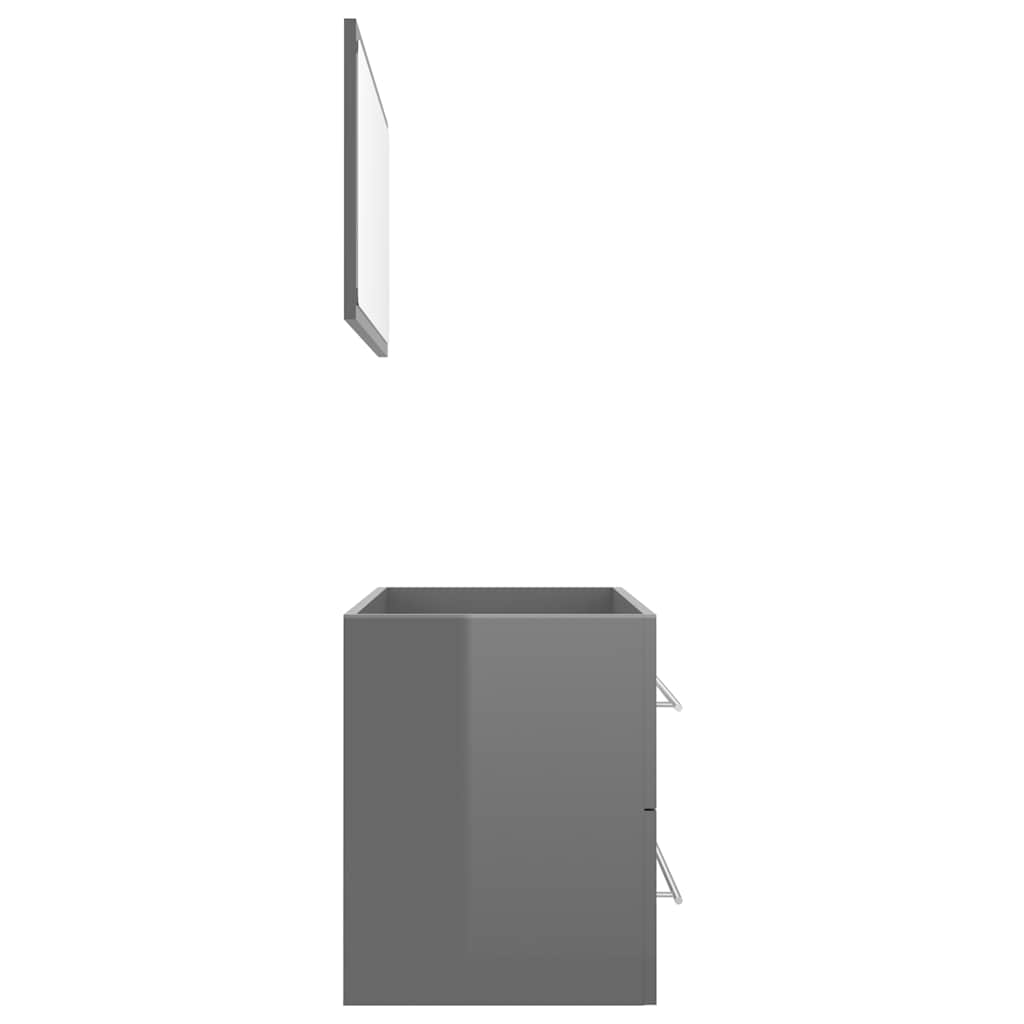 2 Piece Bathroom Furniture Set High Gloss Grey Engineered Wood
