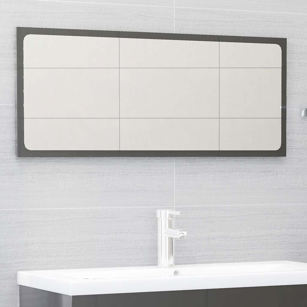 2 Piece Bathroom Furniture Set High Gloss Grey Engineered Wood