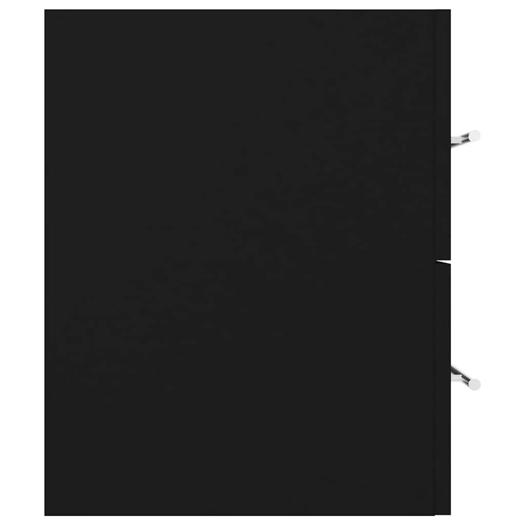 2 Piece Bathroom Furniture Set Black Engineered Wood