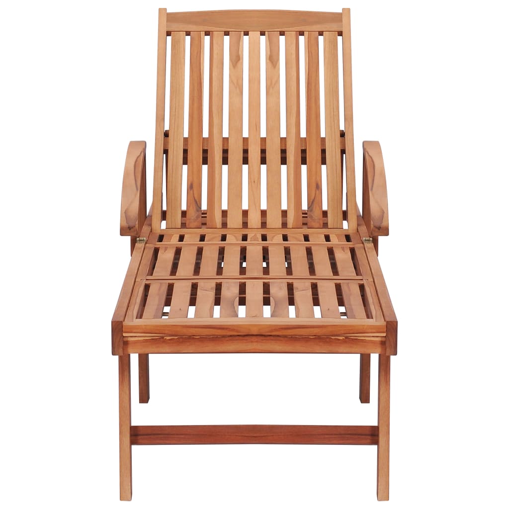 Sun Lounger with Anthracite Cushion Solid Teak Wood