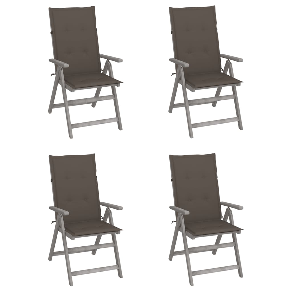 Garden Reclining Chairs 4 pcs with Cushions Solid Wood Acacia