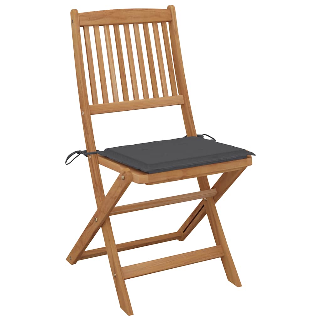 Folding Garden Chairs 6 pcs with Cushions Solid Wood Acacia