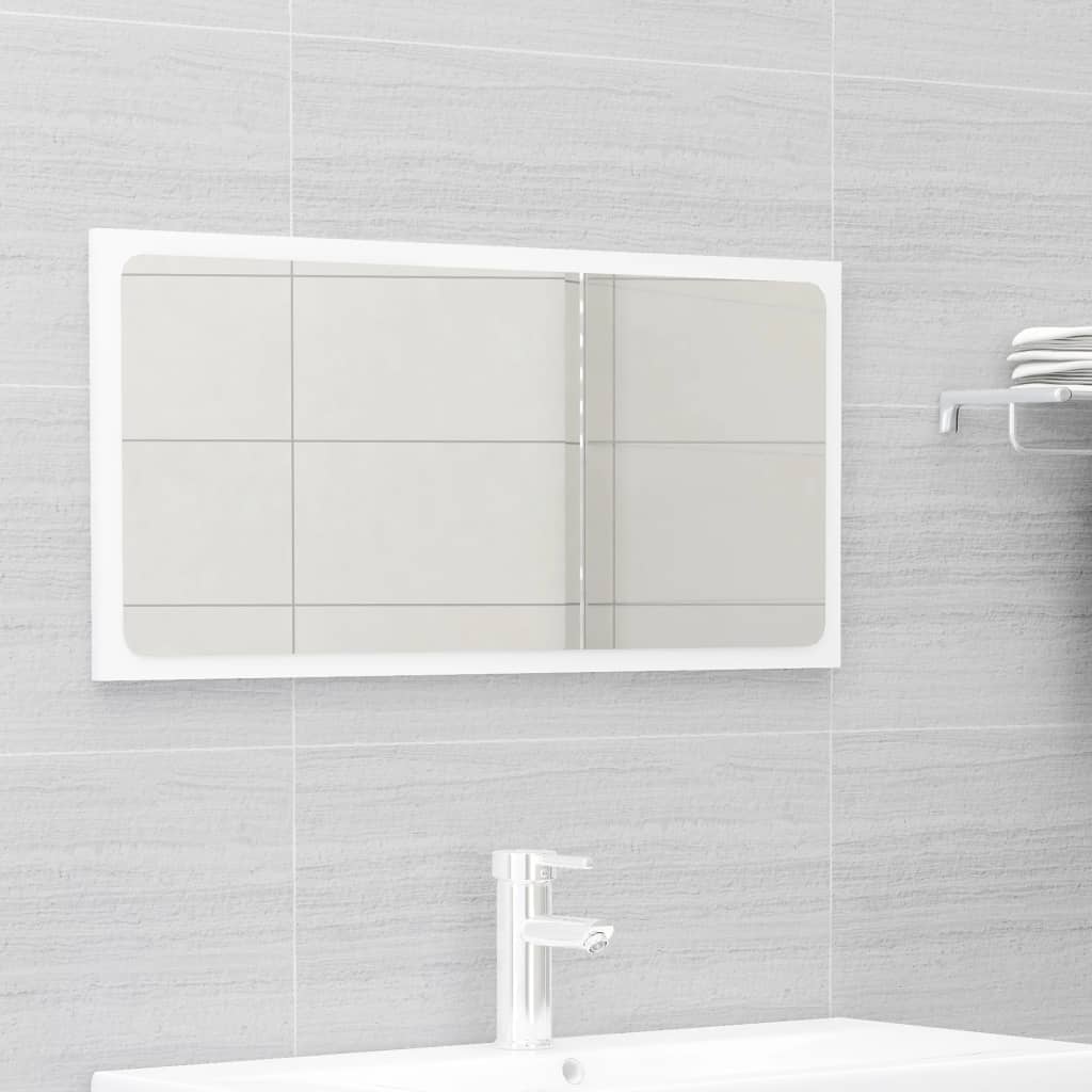 Bathroom Furniture Set High Gloss White Engineered Wood