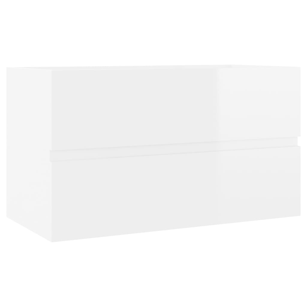 Bathroom Furniture Set High Gloss White Engineered Wood