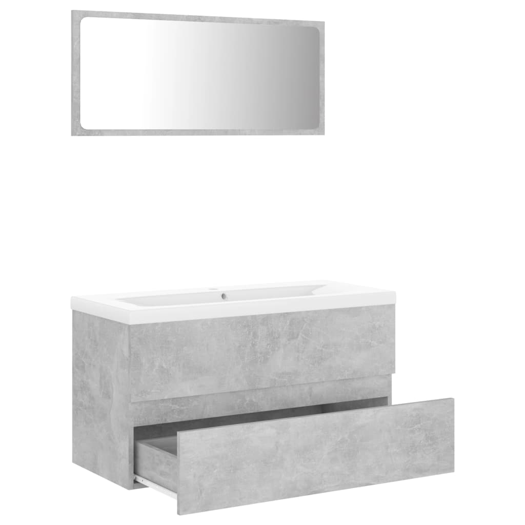 Bathroom Furniture Set Concrete Grey Engineered Wood