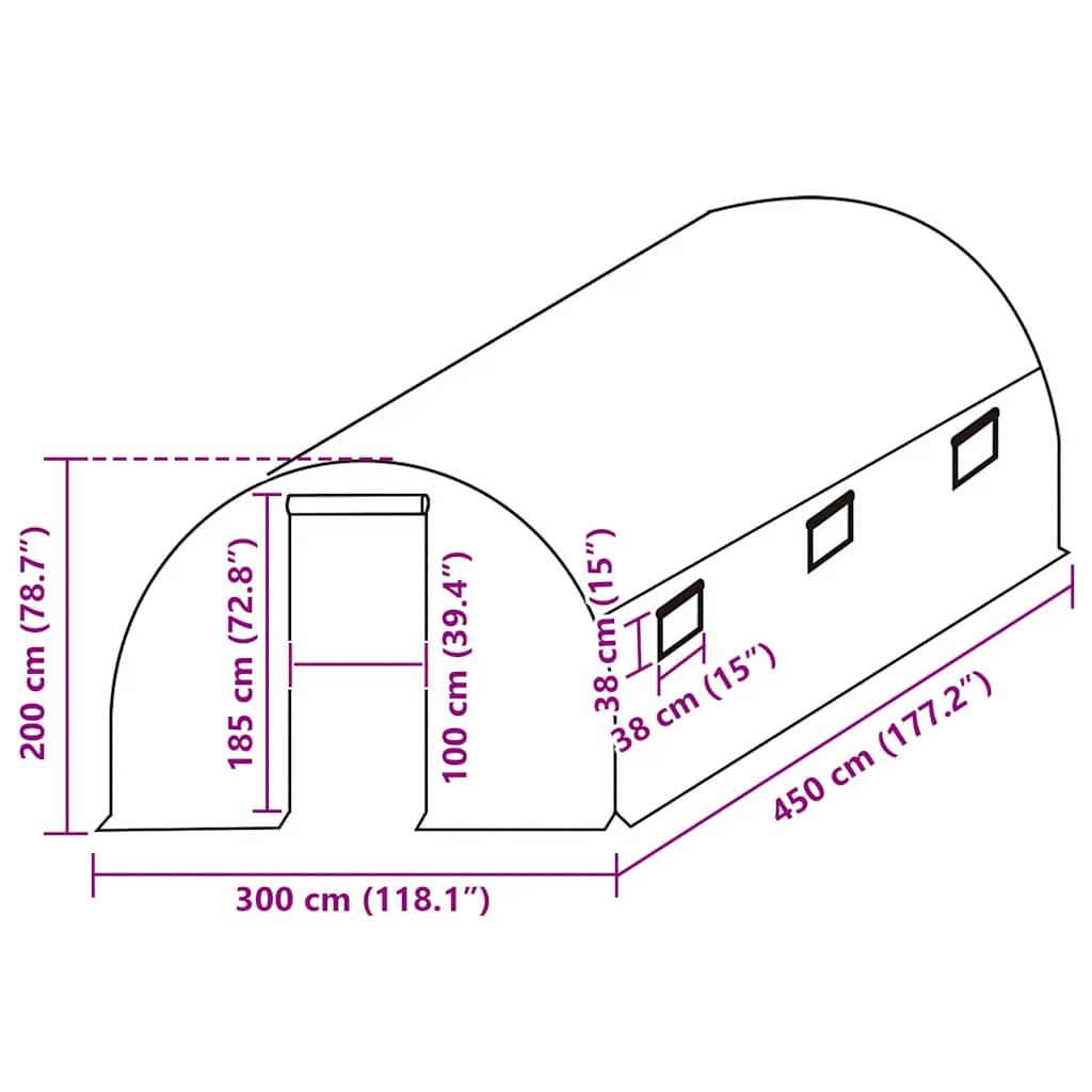 Greenhouse Replacement Cover (13.5 m²) 3x4.5x2 m Transparent