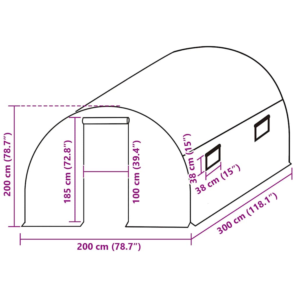 Greenhouse Replacement Cover (6 m²) 200x300x200 cm Green