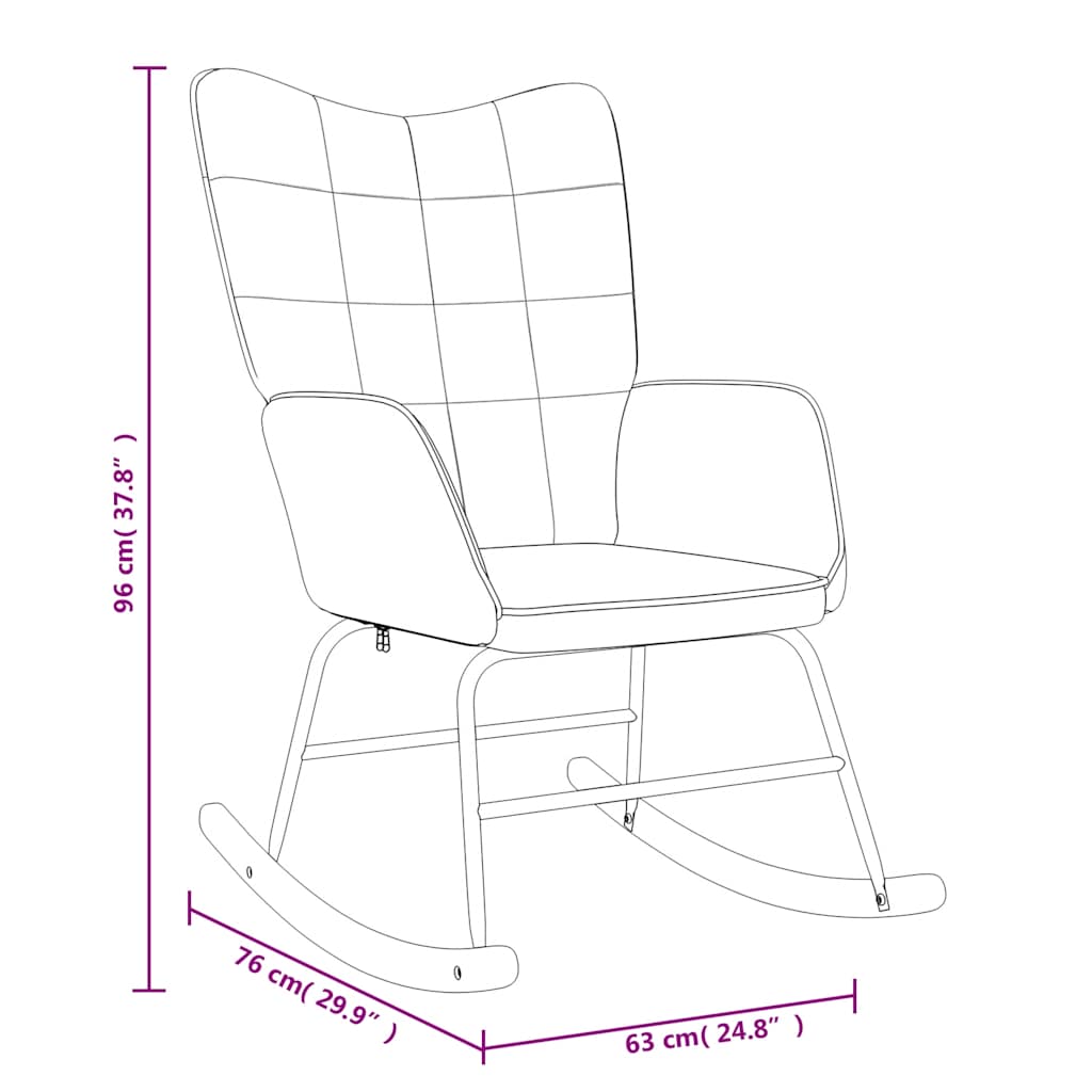 Rocking Chair with a Stool Dark Grey Fabric