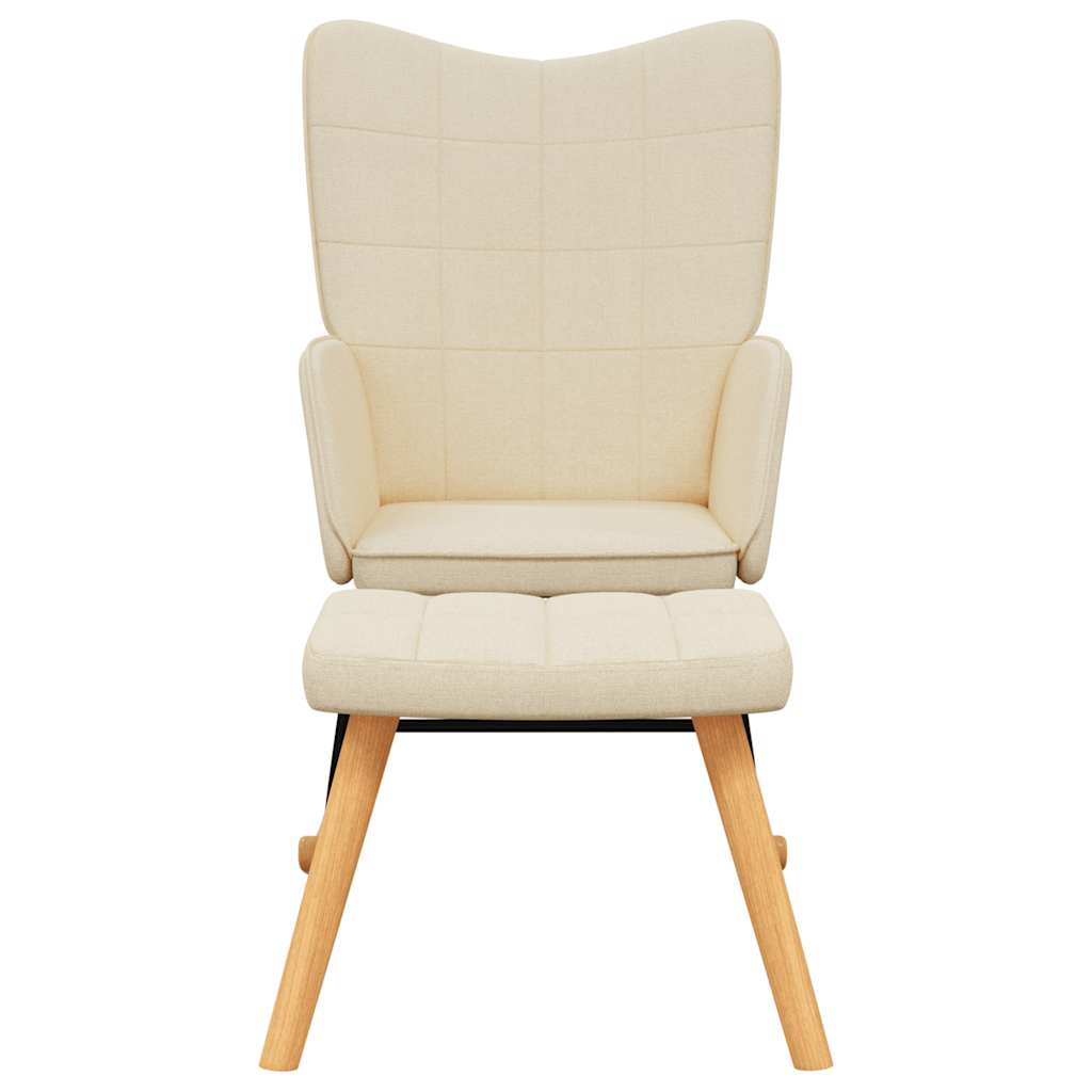Rocking Chair with a Stool Cream Fabric