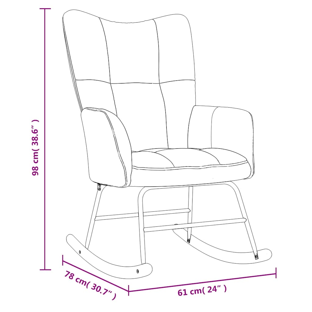 Rocking Chair Light Grey Velvet