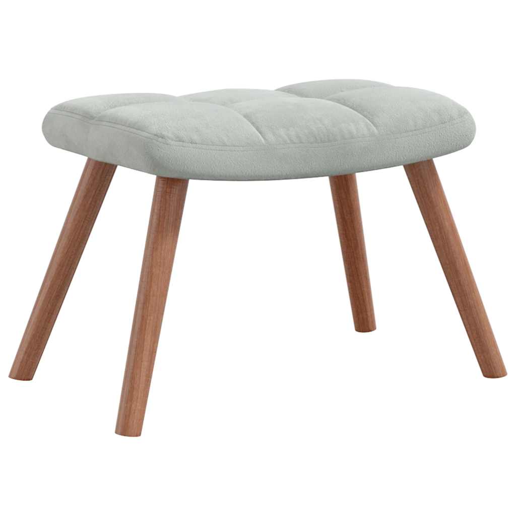 Rocking Chair with a Stool Light Grey Velvet