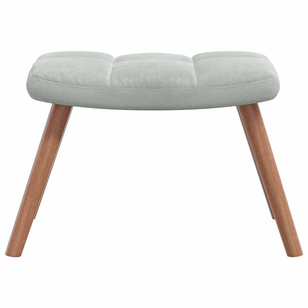 Rocking Chair with a Stool Light Grey Velvet