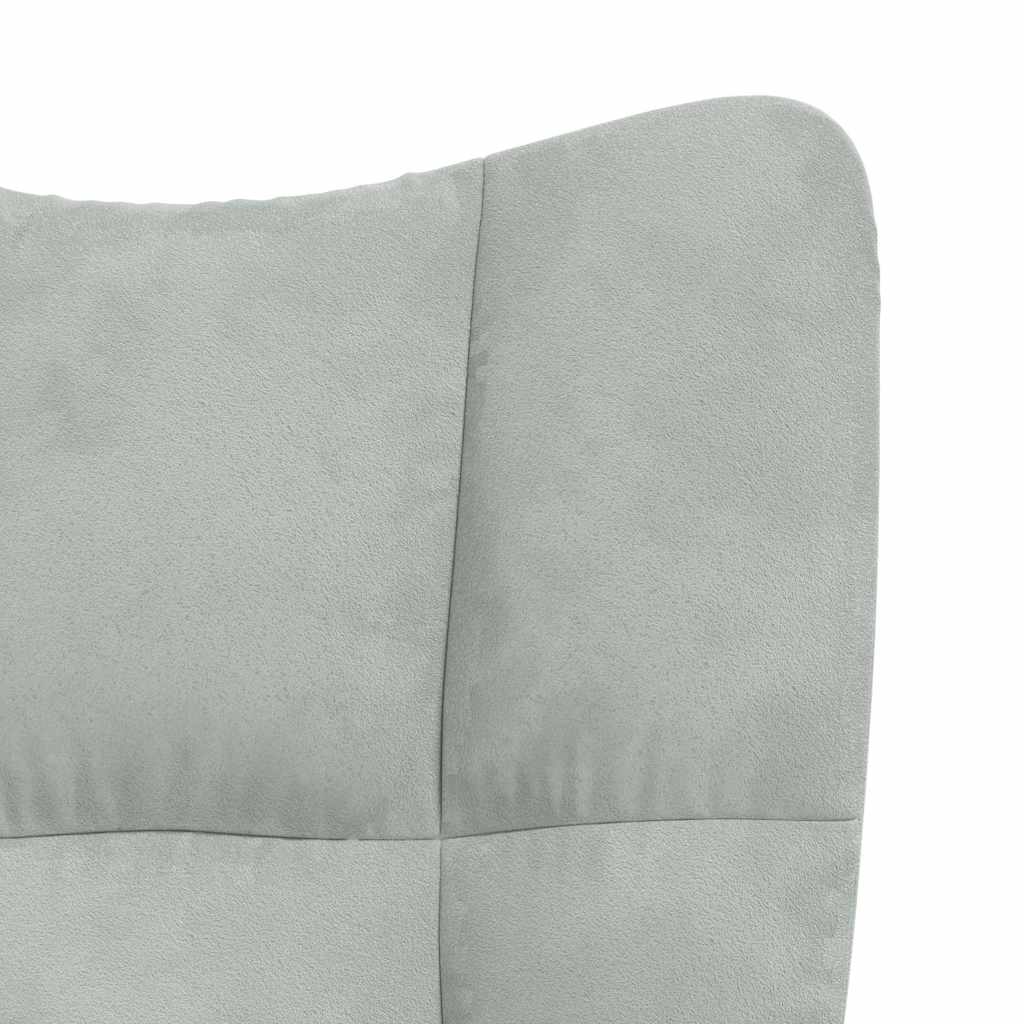 Rocking Chair with a Stool Light Grey Velvet
