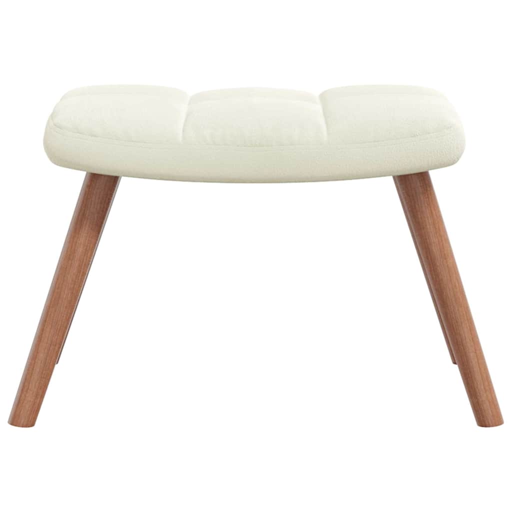 Rocking Chair with a Stool Cream White Velvet