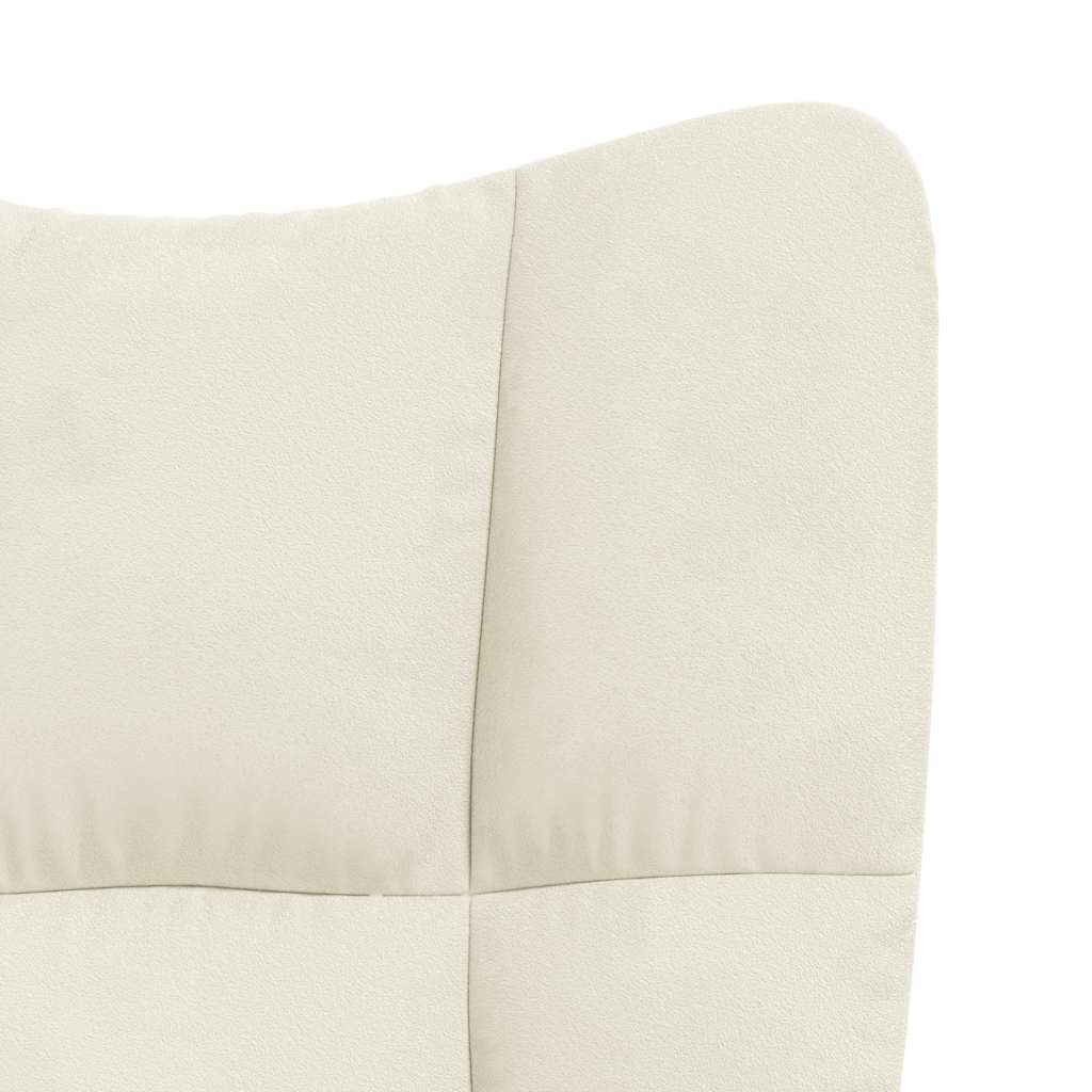 Rocking Chair with a Stool Cream White Velvet