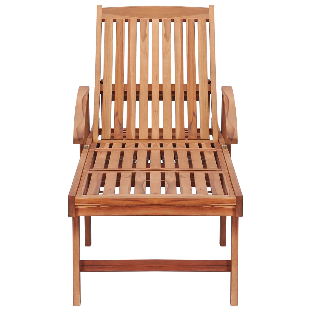 Sun Loungers 2 pcs with Blue Cushion Solid Teak Wood
