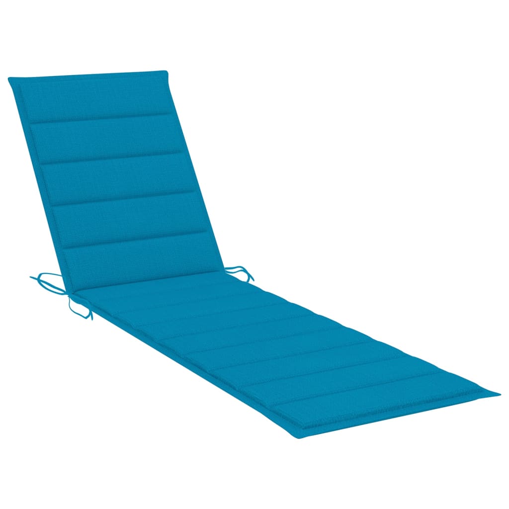 Sun Loungers 2 pcs with Blue Cushion Solid Teak Wood