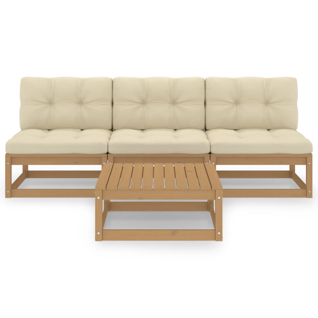 4 Piece Garden Lounge Set with Cushions Solid Pinewood