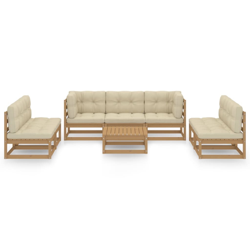 8 Piece Garden Lounge Set with Cushions Solid Pinewood