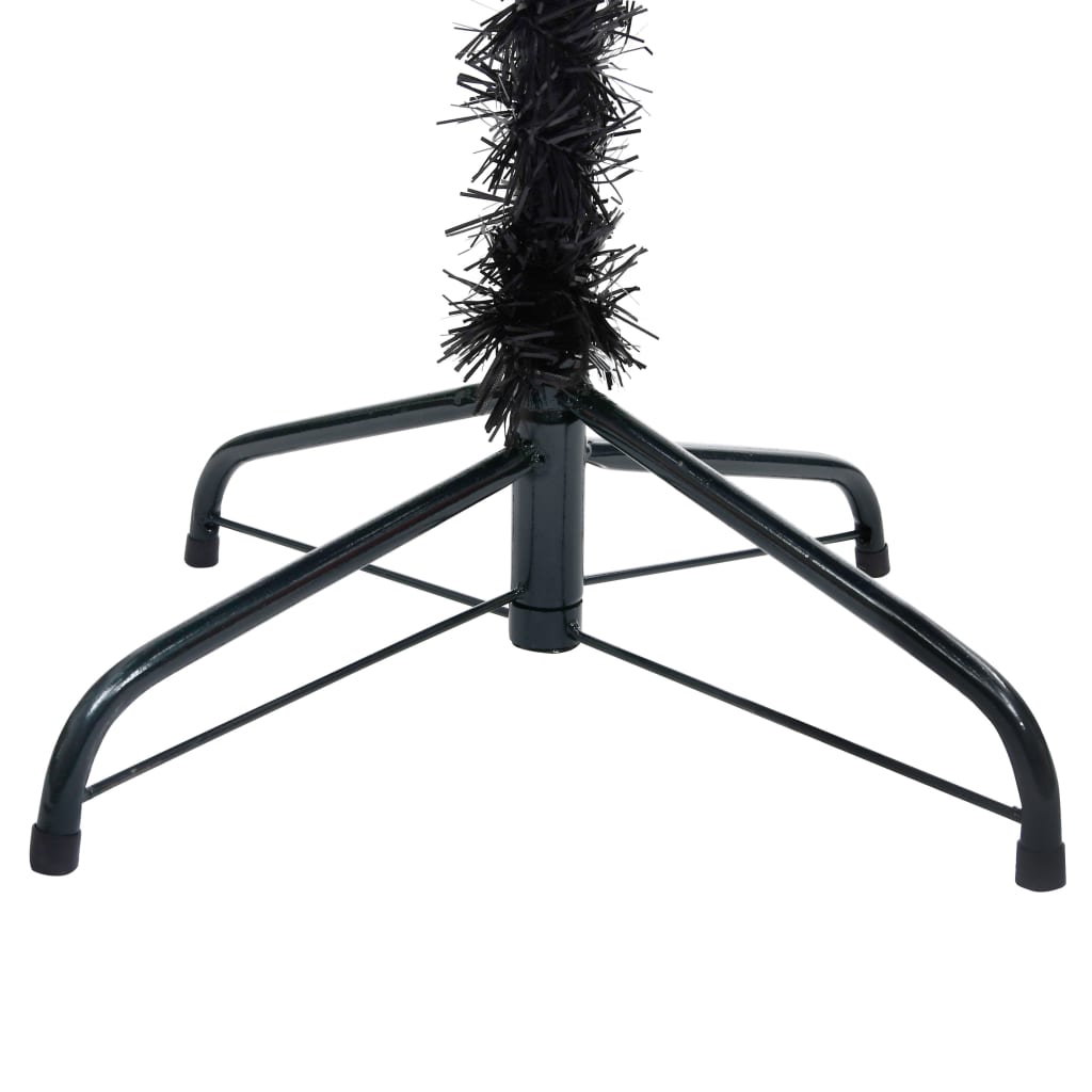 Artificial Pre-lit Christmas Tree with Stand Black 210 cm PVC