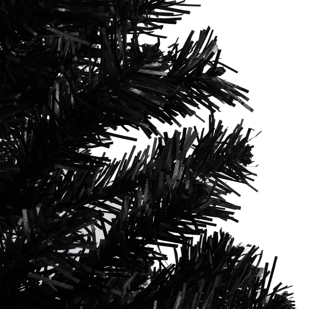 Artificial Pre-lit Christmas Tree with Stand Black 240 cm PVC