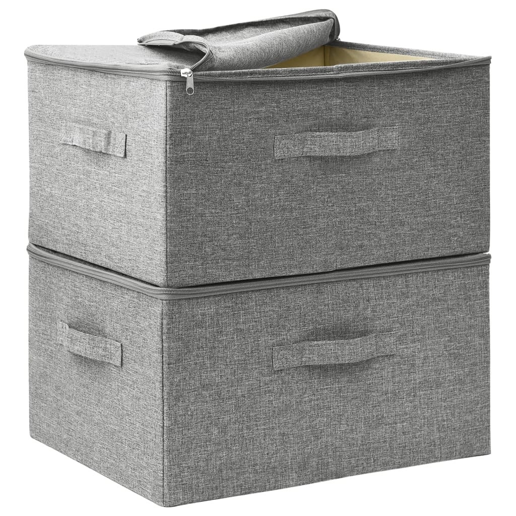 Storage Boxes 2 pcs Fabric 43x34x23 cm Grey