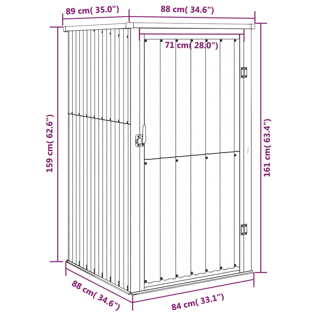 Garden Tool Shed Grey 88x89x161 cm Galvanised Steel