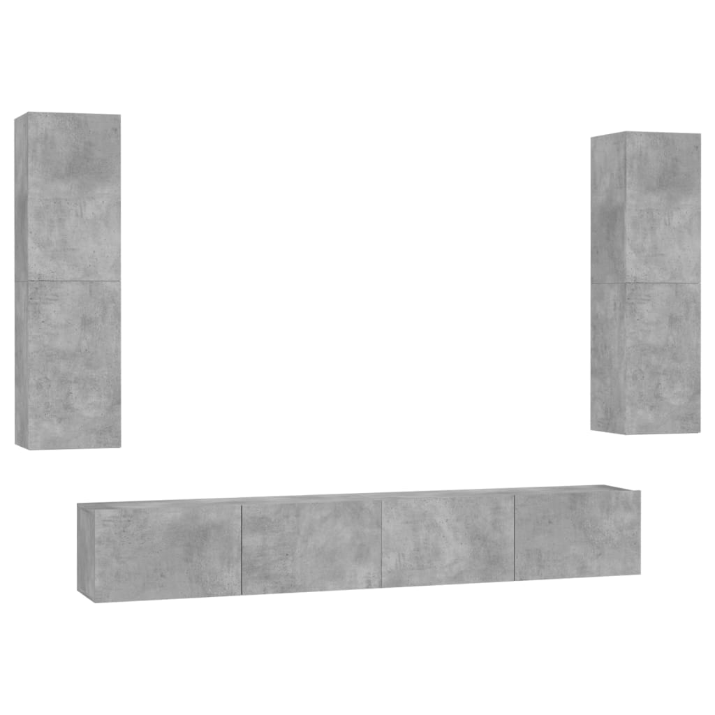 4 Piece TV Cabinet Set Concrete Grey Engineered Wood