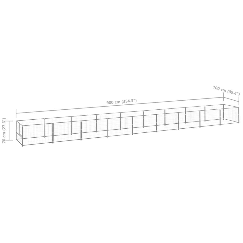 Dog Kennel Silver 9 m² Steel