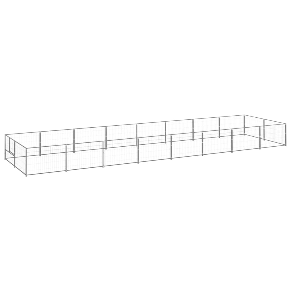 Dog Kennel Silver 16 m² Steel