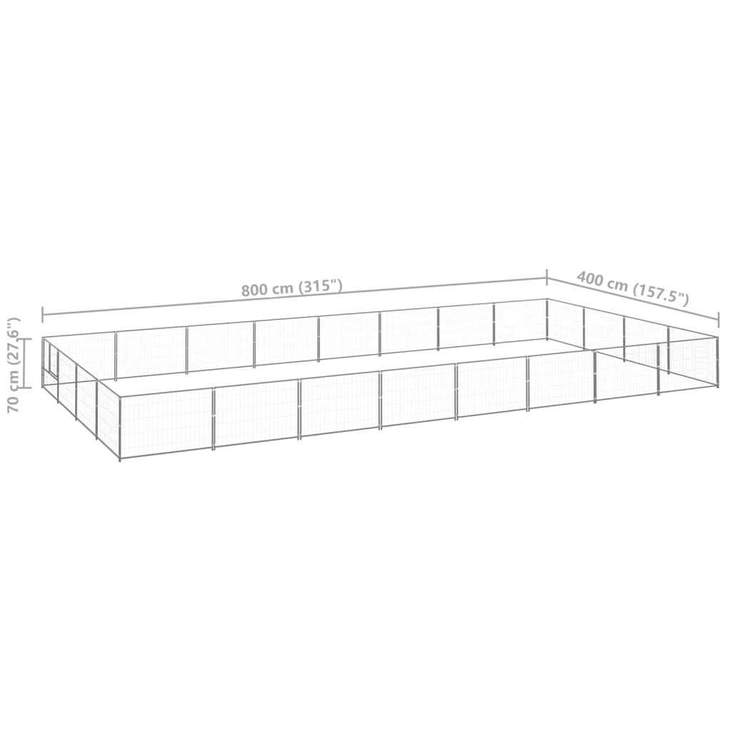 Dog Kennel Silver 32 m² Steel