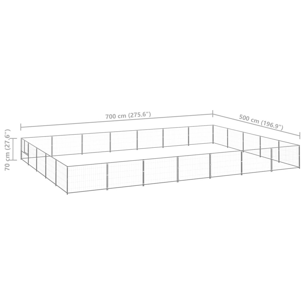 Dog Kennel Silver 35 m² Steel