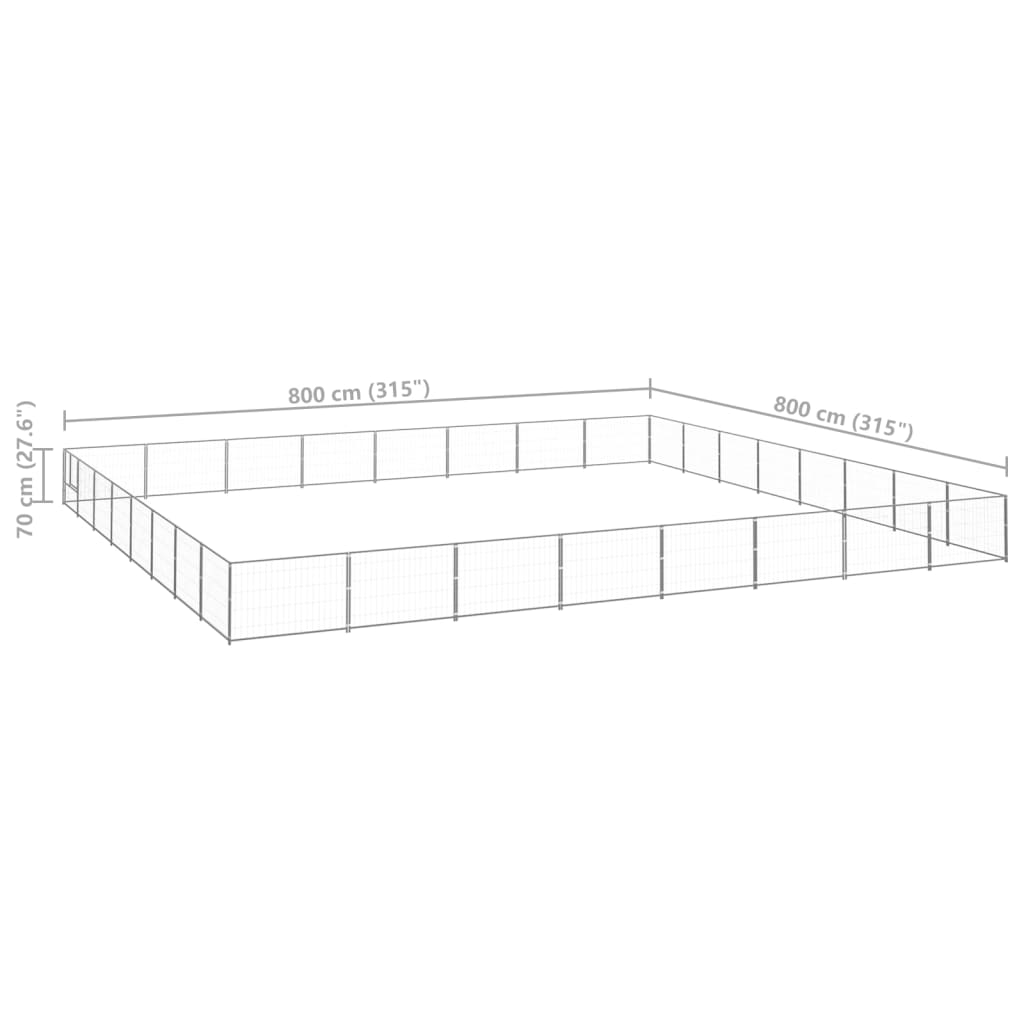 Dog Kennel Silver 64 m² Steel