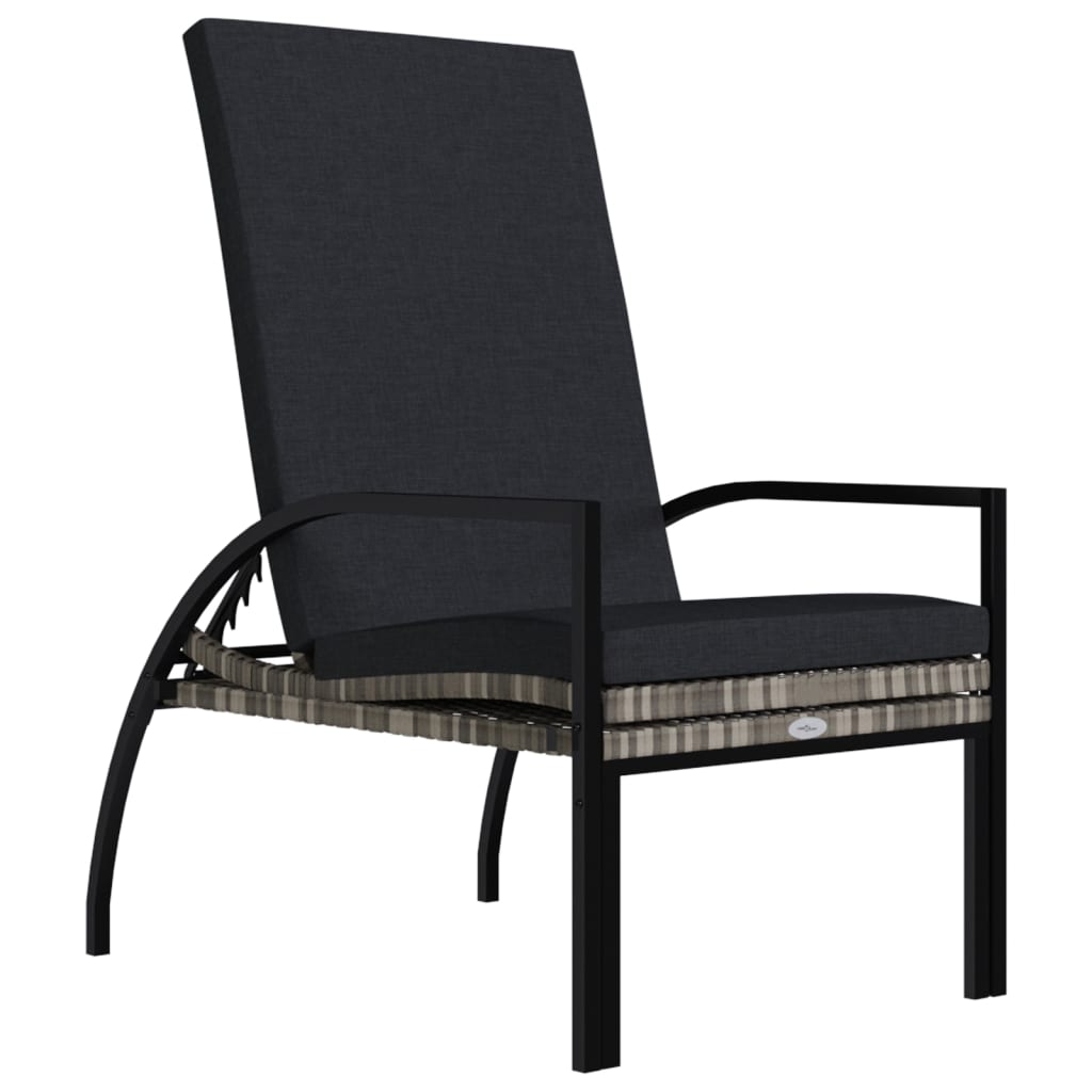Sun Lounger with Footrest PE Rattan Grey
