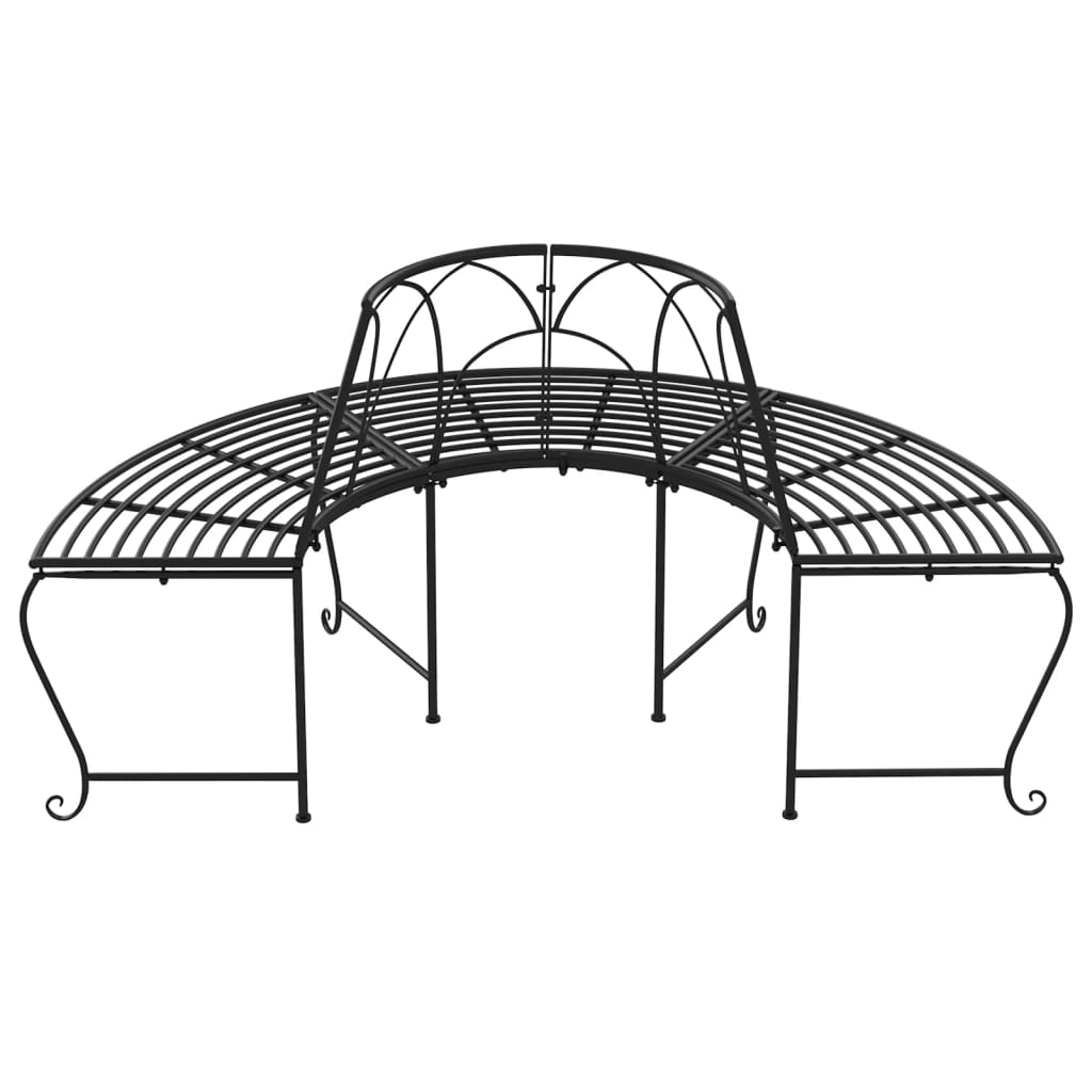 Half Round Tree Bench 2 pcs Ø159 cm Black Steel