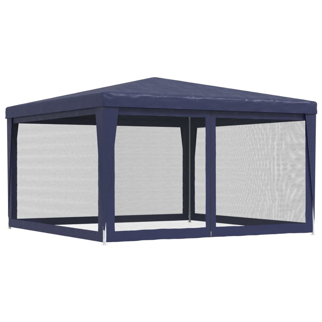 Party Tent with 4 Mesh Sidewalls Blue 4x4 m HDPE