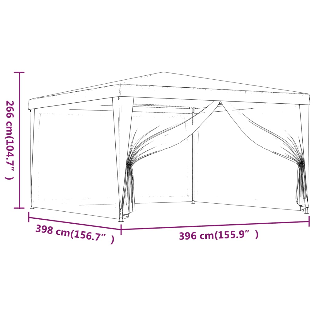 Party Tent with 4 Mesh Sidewalls Blue 4x4 m HDPE